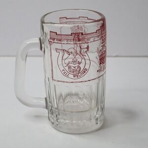 Vintage Revelstoke BC Frontier Motel Beer Mug Glass Red Graphic Libbey L Logo